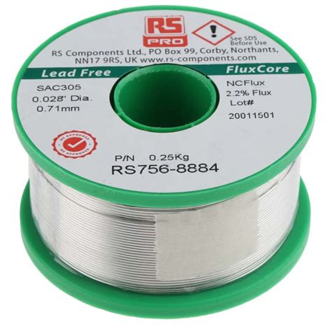 rs solder|RS PRO Wire, 0.71mm Lead Free Solder, 217°C Melting Point.